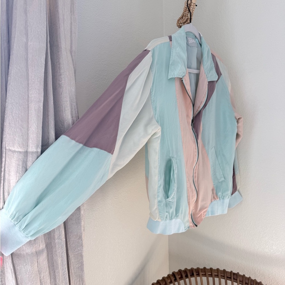 Blair Vintage Silk Pastel Bomber Jacket - Picture 2 of 8